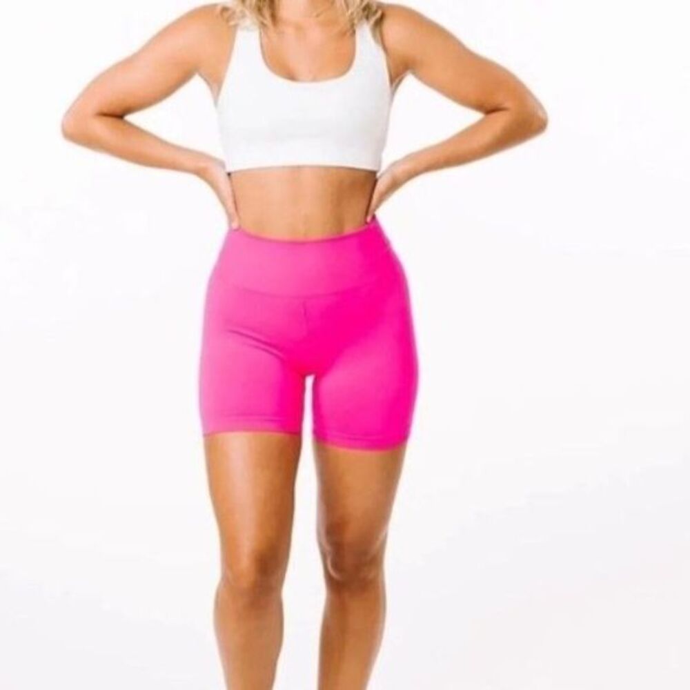 Zyia Active NWOT Women's Hot Pink High Rise Seamless Workout Bike Shorts Size XS